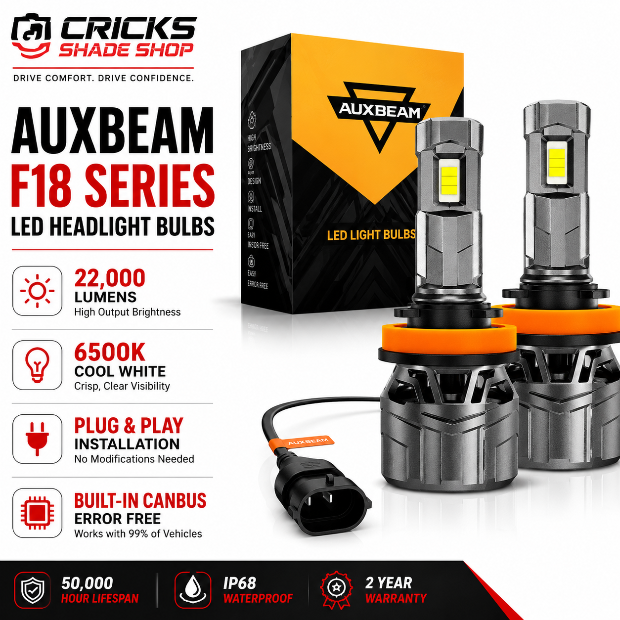 🚗 AUXBEAM LED Headlight Bulbs | F18 & GX Series