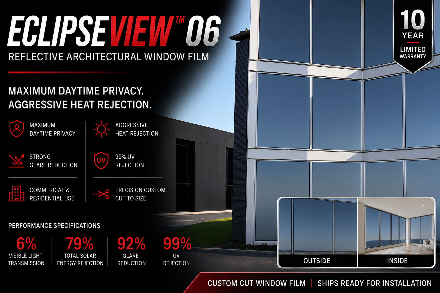 EclipseView™ 06 Reflective Architectural Window Film